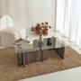 Hanah Home Mesa de centro Escape en Nogal con cristal templado